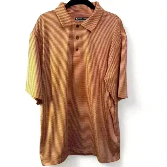Pebble Beach Performance Men's Polo Shirt Orange Size Large - Picture 1 of 7